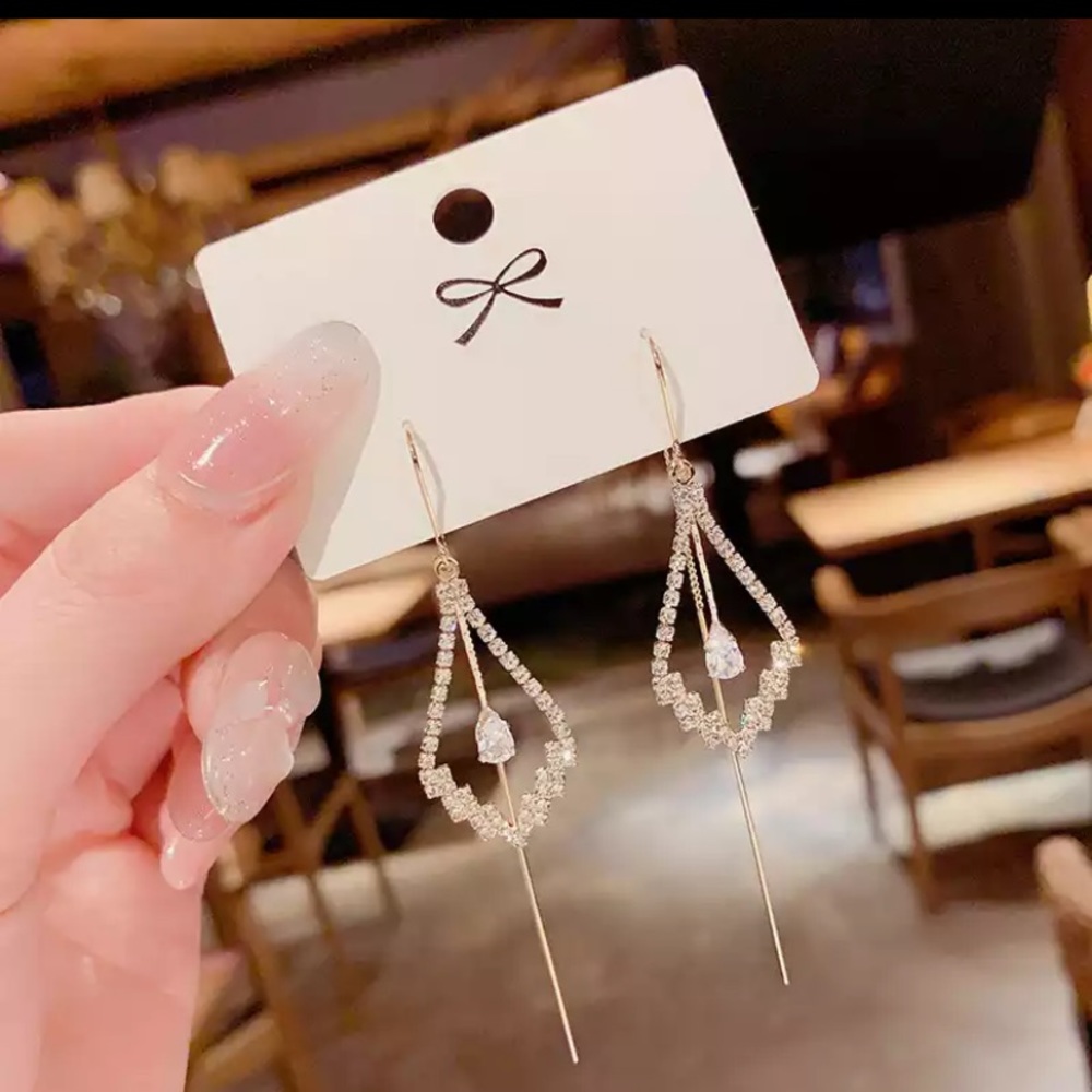 New 18k gold plated diamond earrings